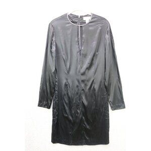 Vintage Hugo Buscati 95% Silk Long Sleeve Rhinestone Cocktail Dress-Size 8